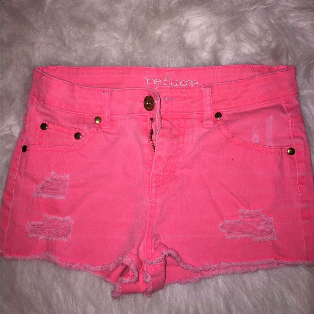 Pink jean shorts